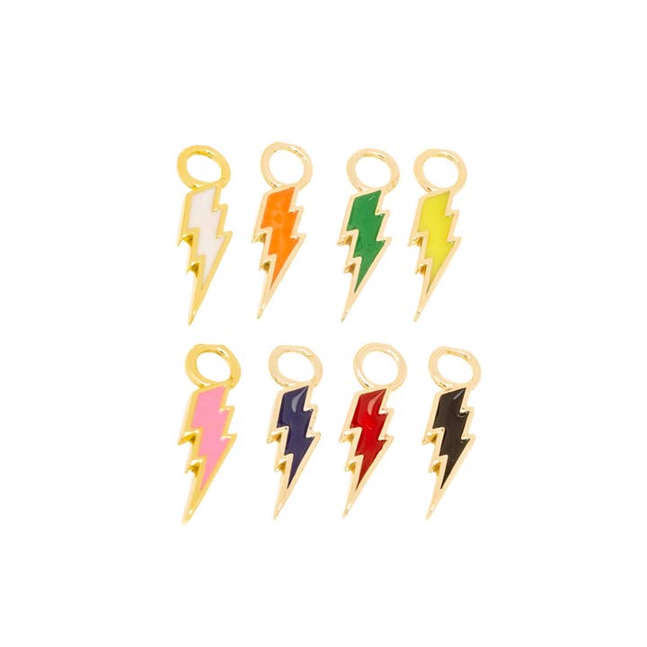 Jewel Pledge - Wholesale Individual Charm/Pendant - Gold Enamel Lightning Bolt Charms for Jewelry Making,CPG14083