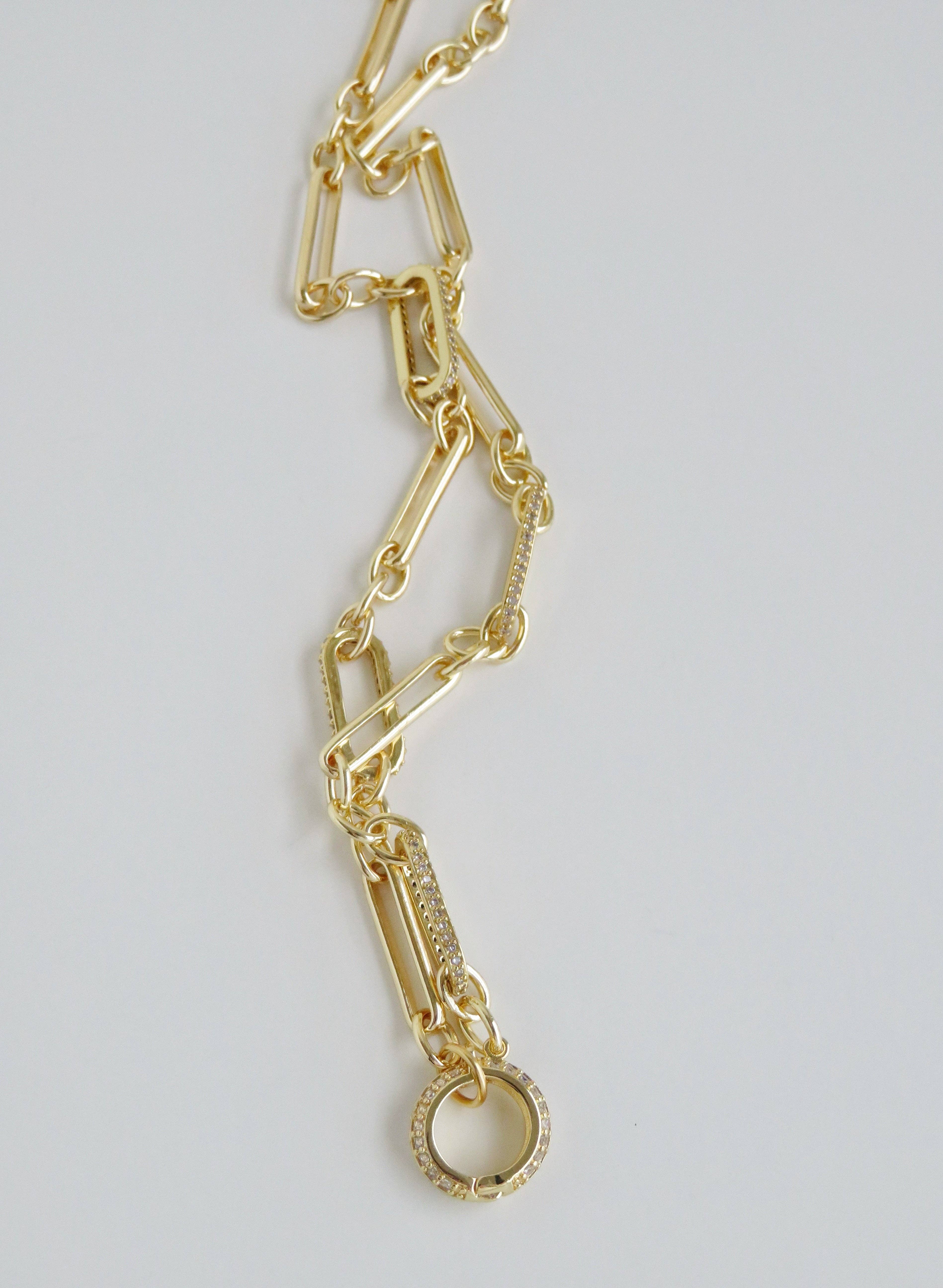 Boutique Suarez Co. - Wholesale Pendant/Charm Necklace - 18" Diamond Figaro Charm Holder Necklace - Clicker Clasp - add charms11