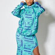 House Of Holland - Wholesale Hoodie - Women's - House of Holland All Over Blue Monogram Printed Hoodie