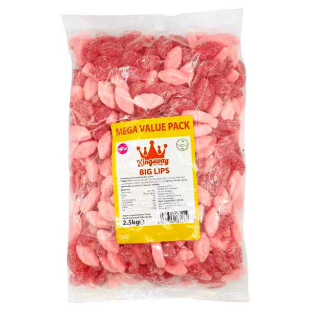 Gaffney's Sweets & Treats Wholesale - Wholesale Gummy - Kingsway Mega Value Vegan Big Lips Bag 2.5kg1