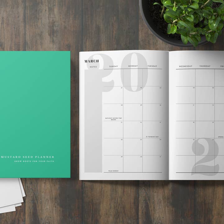 Planificateur de graines de moutarde : Enracinez votre foi-Turquoise pour la vente par Mustard Seed Planner
