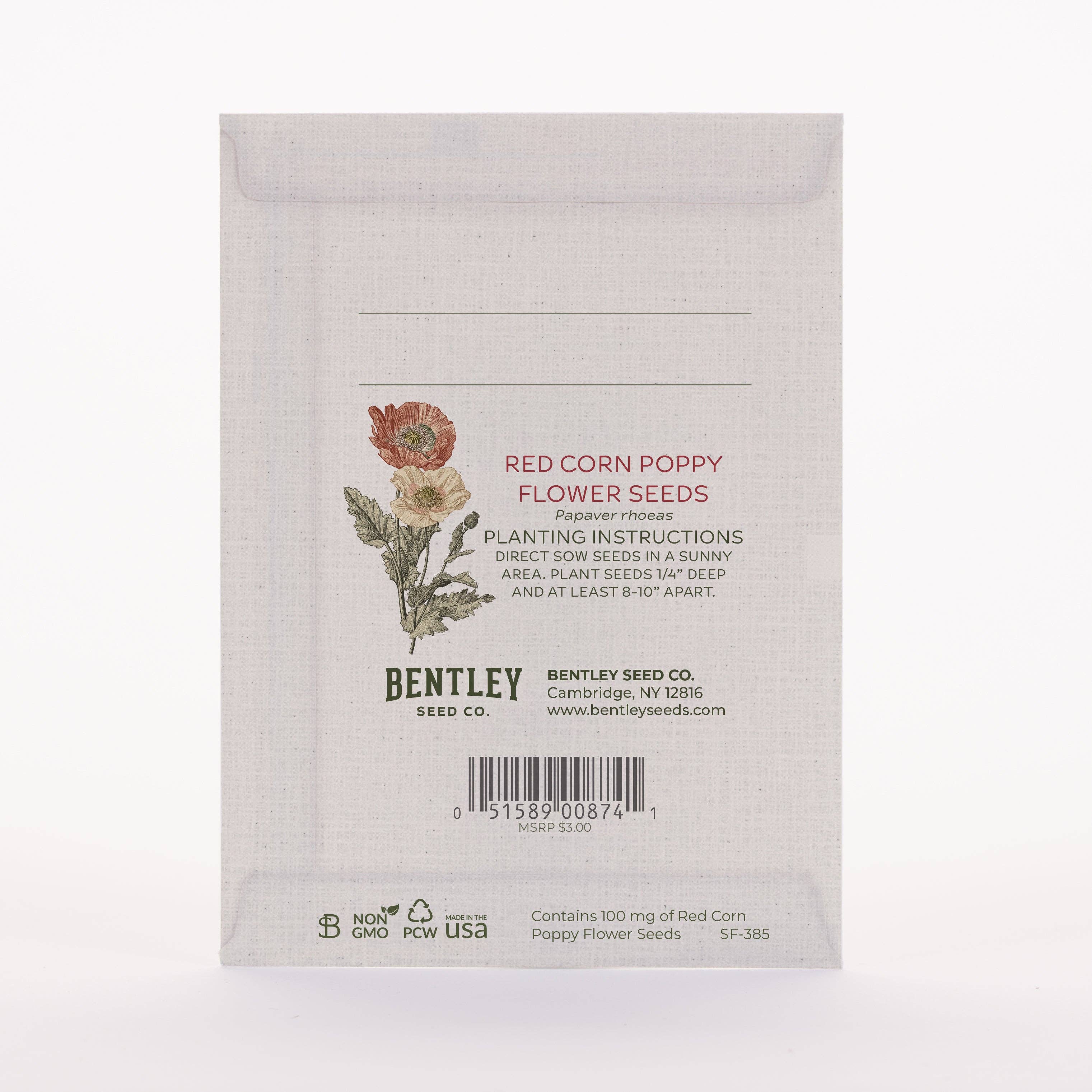 Bentley Seed Co. - Vente Carte « Je pense à toi » - Pensées pour vous Art classique vintage - Paquets de graines de coquelicot6