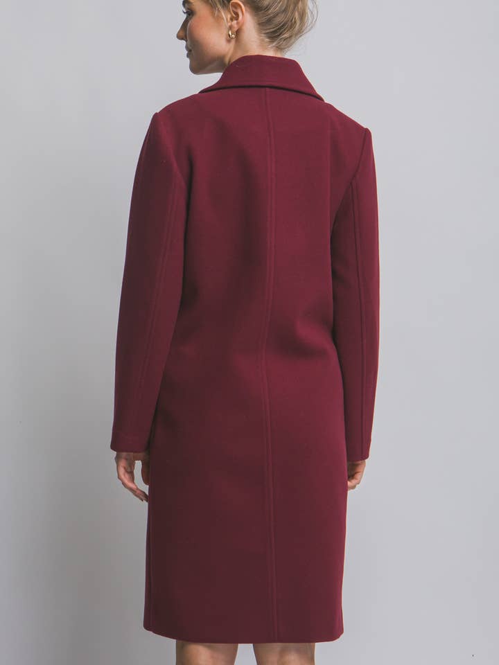 42POPS - Wholesale Coat - Women's - `.Notched Lapel Long Sleeve Buttoned Coat6