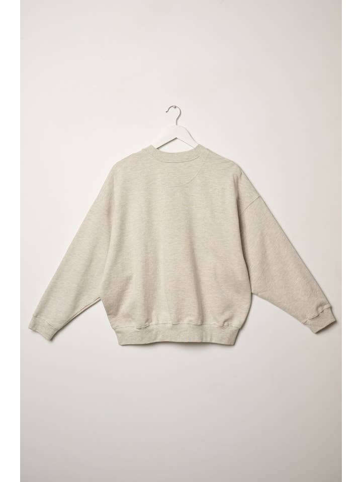 Heather Grey Heathered Knit Pullover Crewneck Sweatshirt for wholesale on Faire