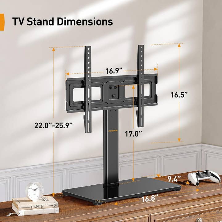 ShipItFurniture - Wholesale Console Table - Tabletop TV Stand, Universal TV Stand for 23–60 Inch LCD/LED/OLED Tvs, Height-Adjustable TV Stand with Tempered Glass Base & Cable Management, VESA 400X400Mm, PGTVS028