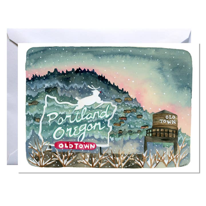 Holiday Card - Portland Oregon Stag Sign for wholesale by michele maule