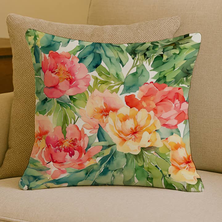 Indiana Pæoner i Akvarel Pude 18x18 DAC1649 for engroshandel hos Caroline's Treasures