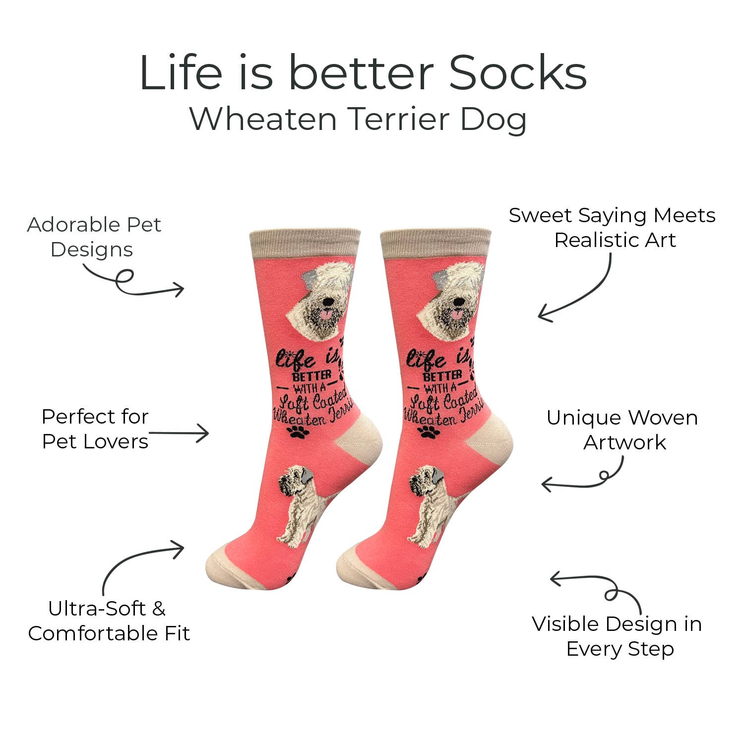 E&S Pets - Vendita all'ingrosso Calzini - Unisex - Calzini per cani Wheaten Terrier - Fun Novelty Crew Socks - Unisex1