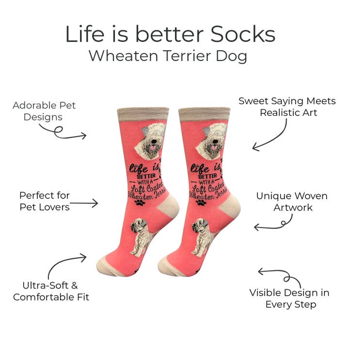 E&S Pets - Vendita all'ingrosso Calzini - Unisex - Calzini per cani Wheaten Terrier - Fun Novelty Crew Socks - Unisex1