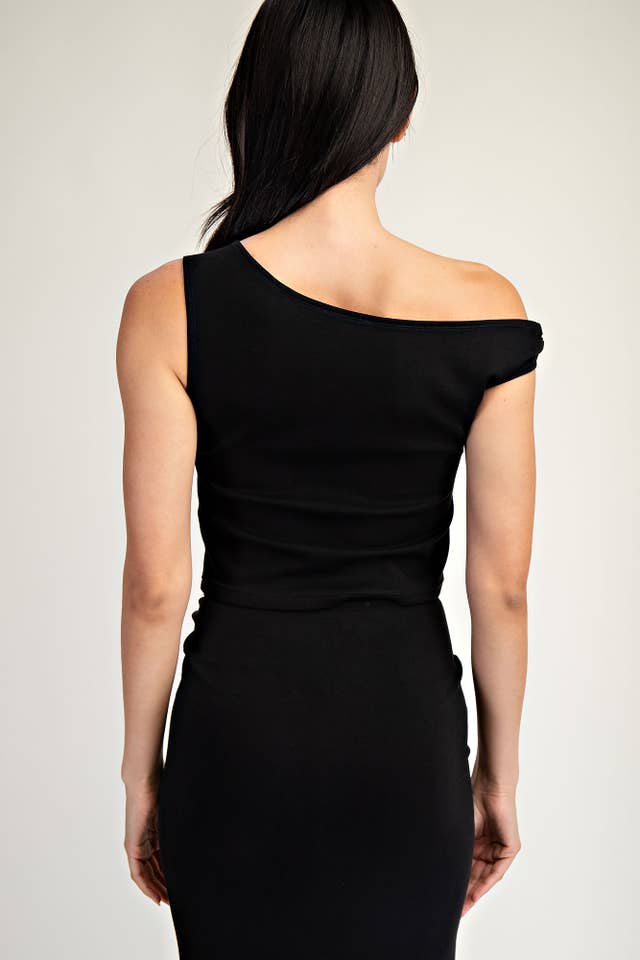 Edit by Nine - Wholesale Blouse - Women's - TT6081 METAL TRIMMED ONE SHOULDER KNIT TOP