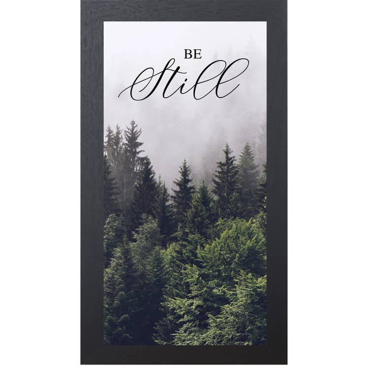 Summer Snow Art - Wholesale Art Print - Be Still and Know That I Am God Green Forest Art Vertical 1