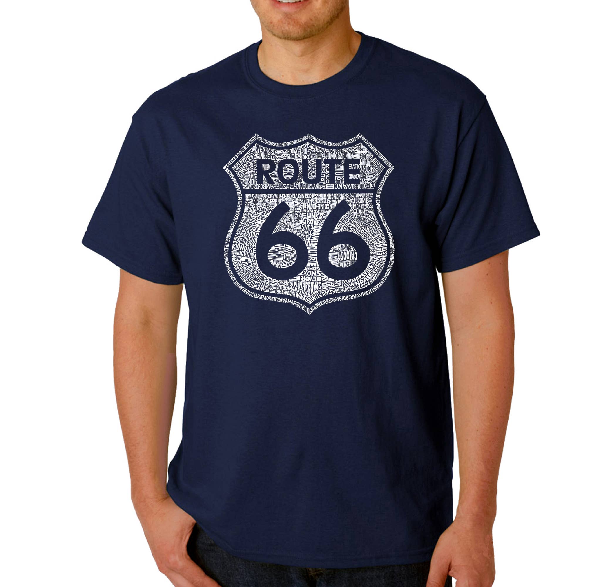 LA Pop Art - Wholesale Screen Printed T-Shirt - Men's - Men's Word Art Tee's - Cities Along  Route 662