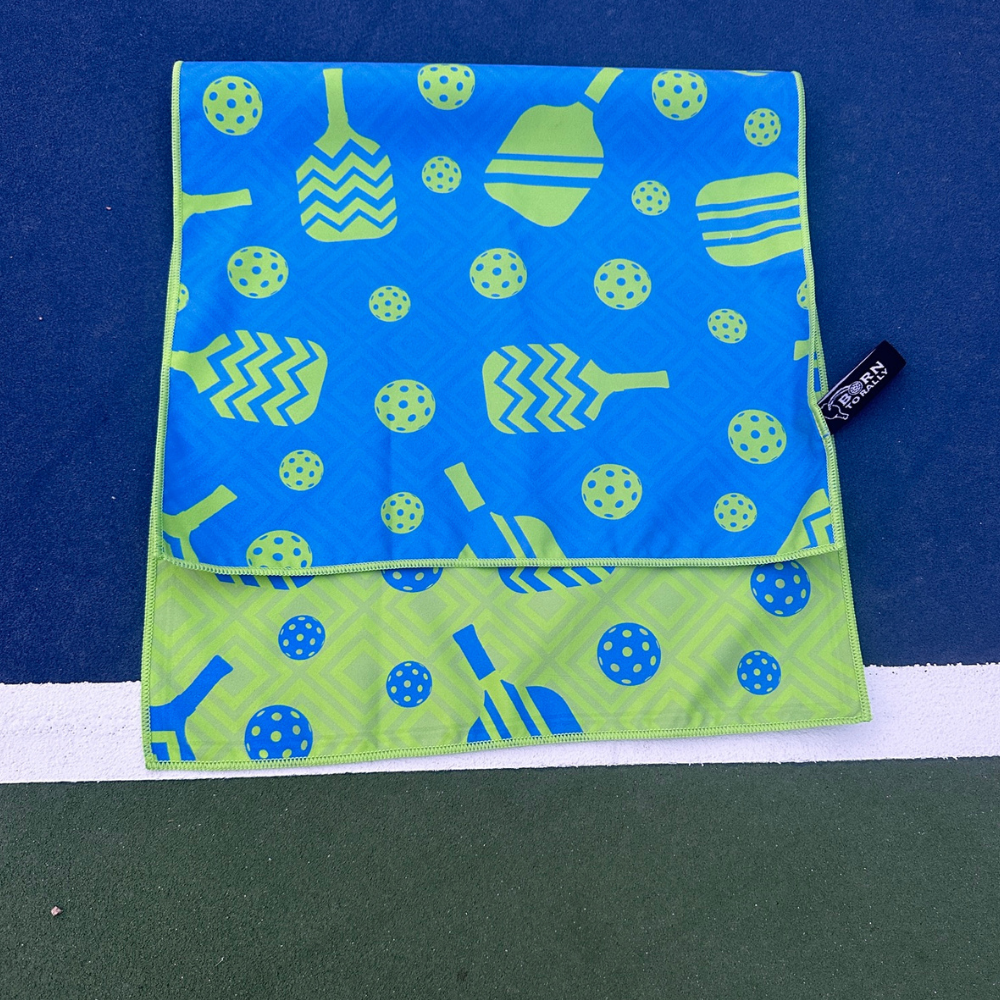 Born to Rally - Wholesale Sports Towel - Pickleball Microfiber Athletic Towel - Blue/Green8