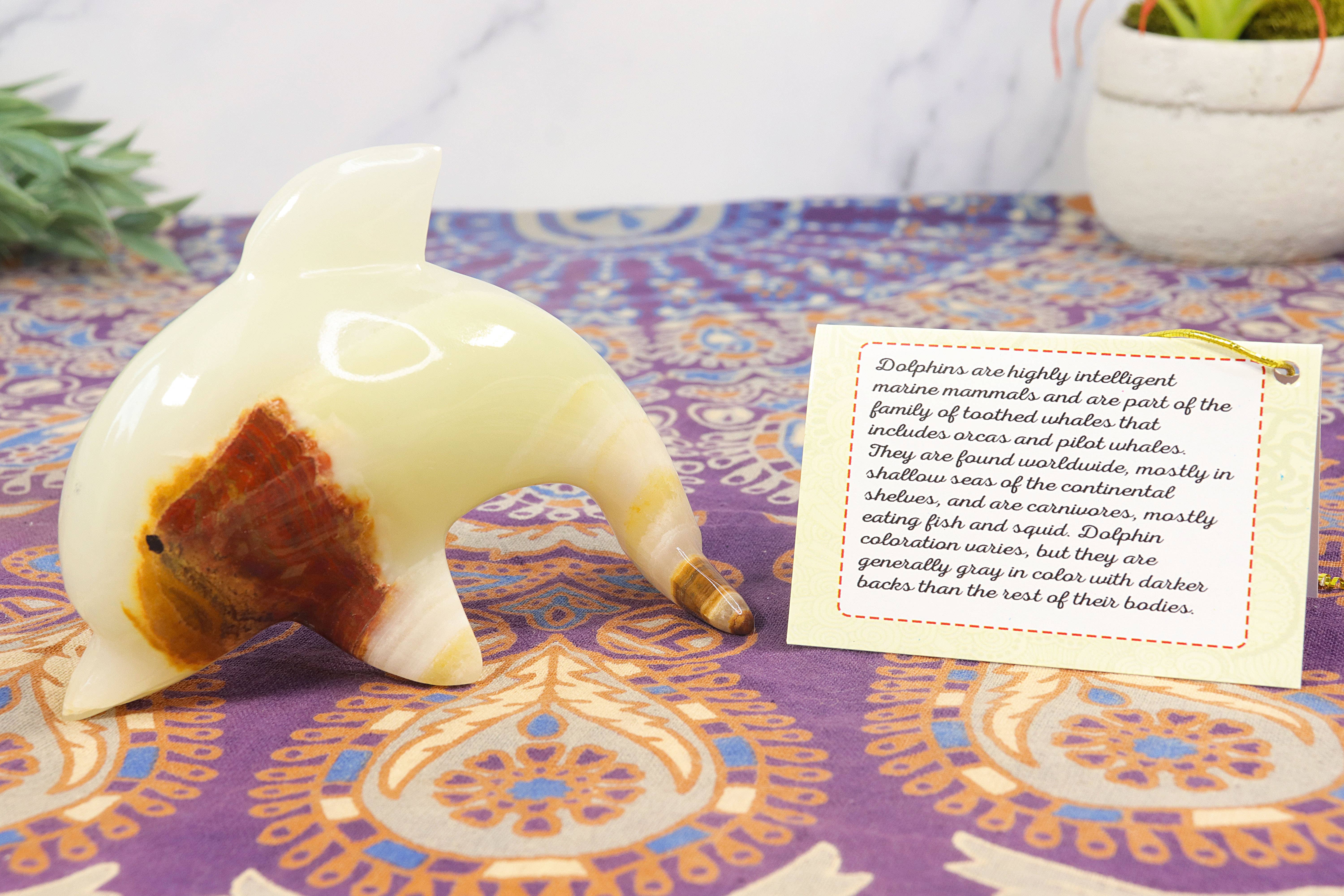 Natures Artifacts Inc - Vendita all'ingrosso Statuette decorative - Delfino in onice bianco2