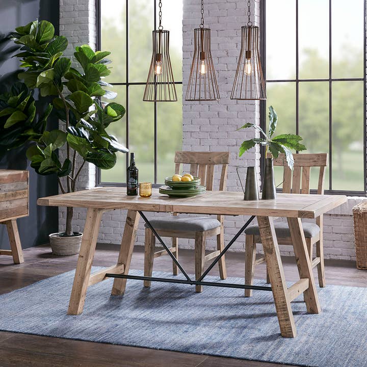 Olliix - Wholesale Side Table - Reclaimed Natural Wood Dining Table with Metal Support *