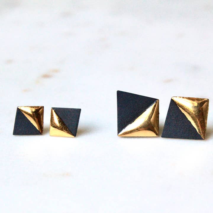 Mier Luo - Wholesale Stud/Post Earrings - Gold Dipped Geometric Studs1