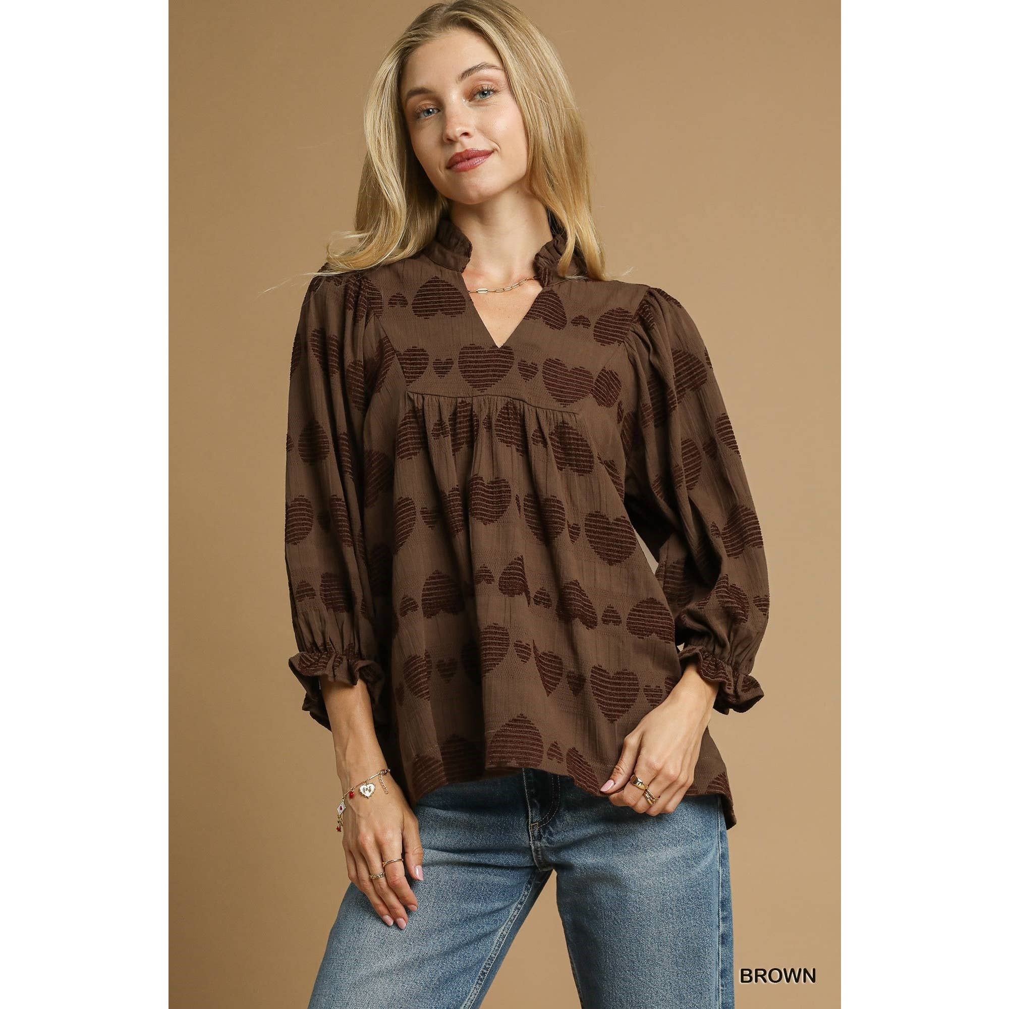 STYLE USA – Engroshandel Tunika - Dame – Hjerte Jacquard Top0
