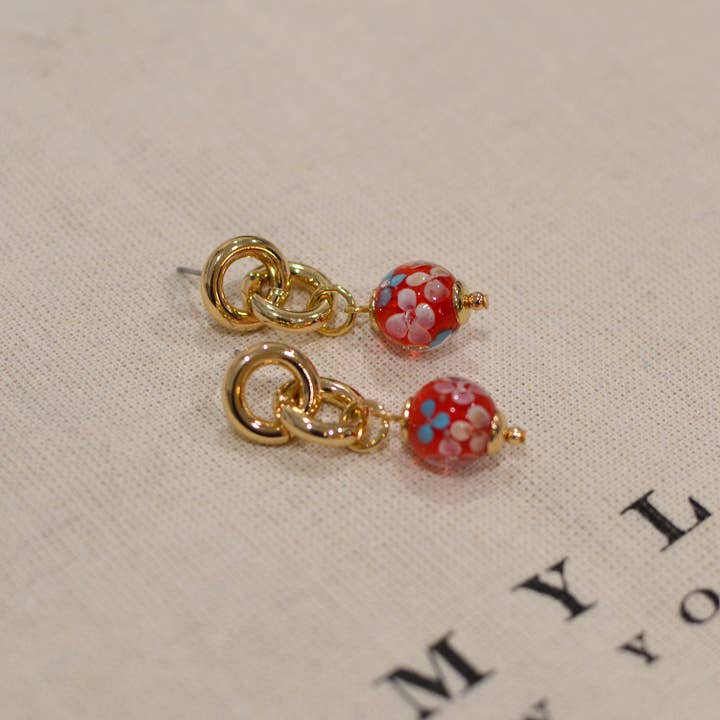 StarryNYC - Wholesale Dangle Earrings - Elegance Pattern Murano glass ball bead dangle earrings