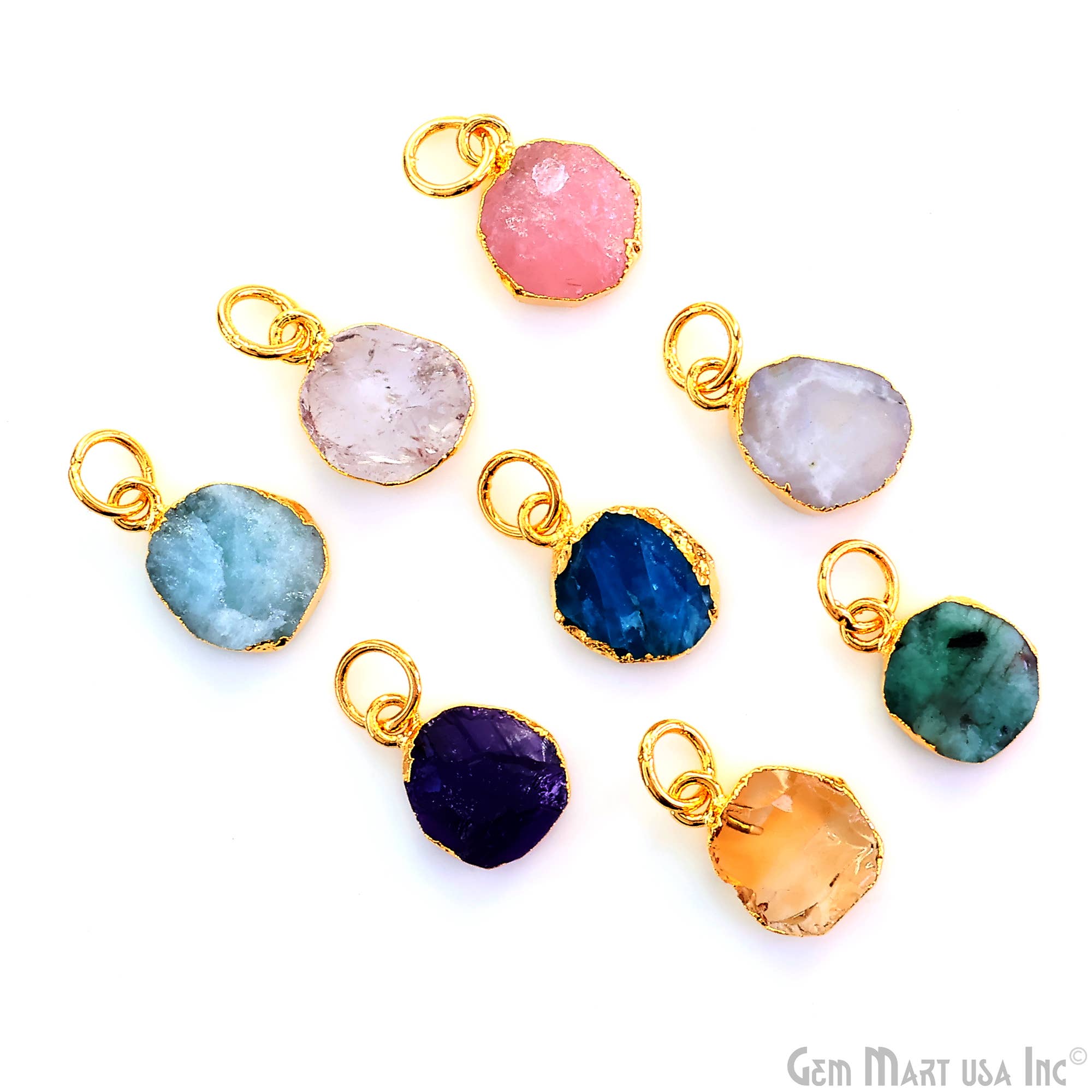 GemMartUSA - Wholesale Pendant/Charm Necklace - Rough Gemstone 16x10mm Gold Electroplated Single Bail Charm41