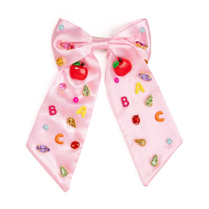 Sweet Wink - Wholesale Hair bow – Kids - Back To School Cutie Gemstone Hair Bow Clip - Hair Bows0