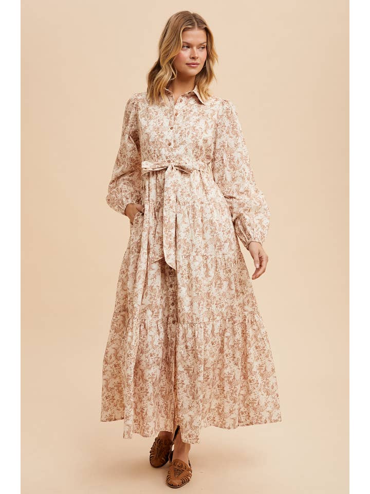 In Loom - Wholesale Dress - Women's - COTTON TOILE PRINT BUTTON DOWN MAXI