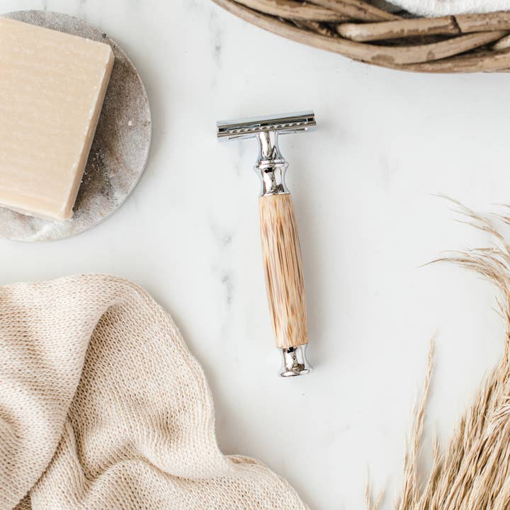 Shoreline Shaving – wholesale Razor – Bamboo Safety Razor inc Blades & Travel Bag - Gun Metal6