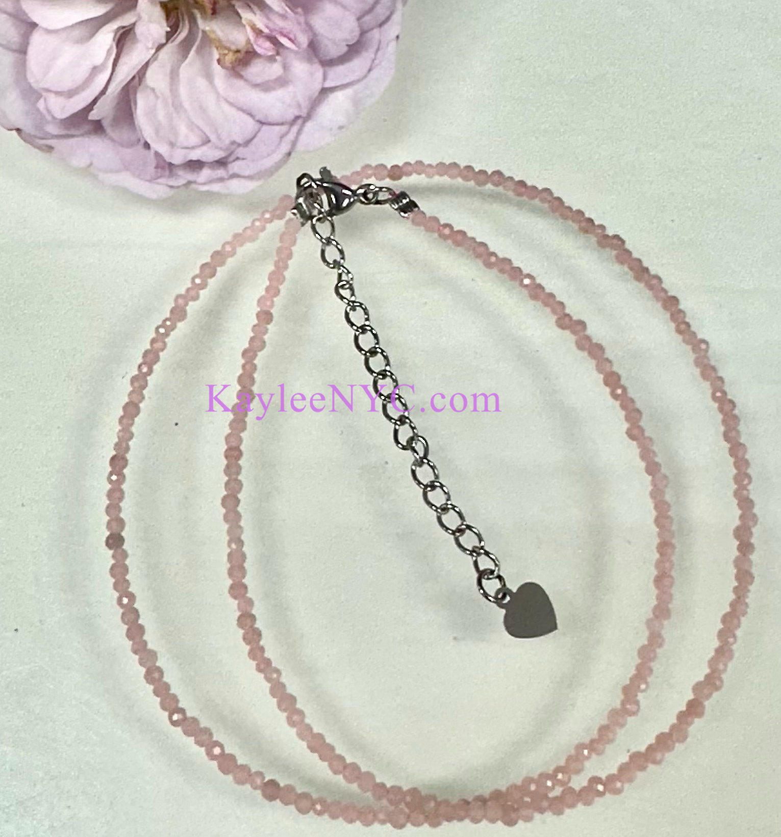 KayleeNYC - Wholesale Beaded/Pearl Necklace - 2mm Natural Pink Opal Necklaces Crystals Healing Energy4