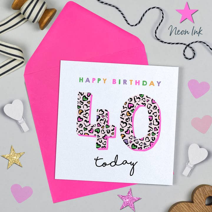 Michelle Fiedler Design – wholesale Birthday card – Leopard Love 40th Birthday