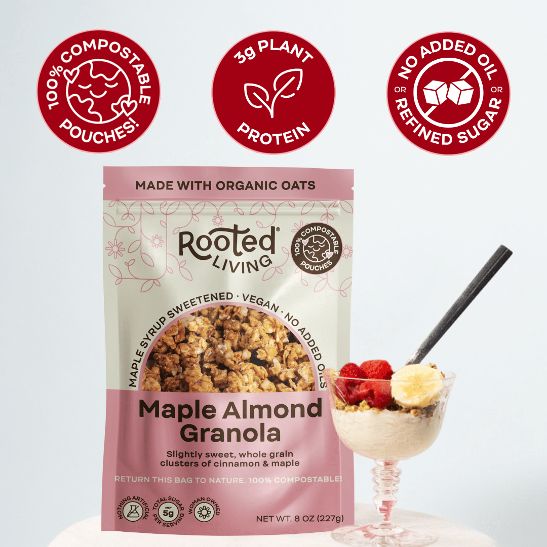 Rooted Living - Wholesale Granola - Maple Almond Granola - All Natural, Zero Waste Snack (8oz)1