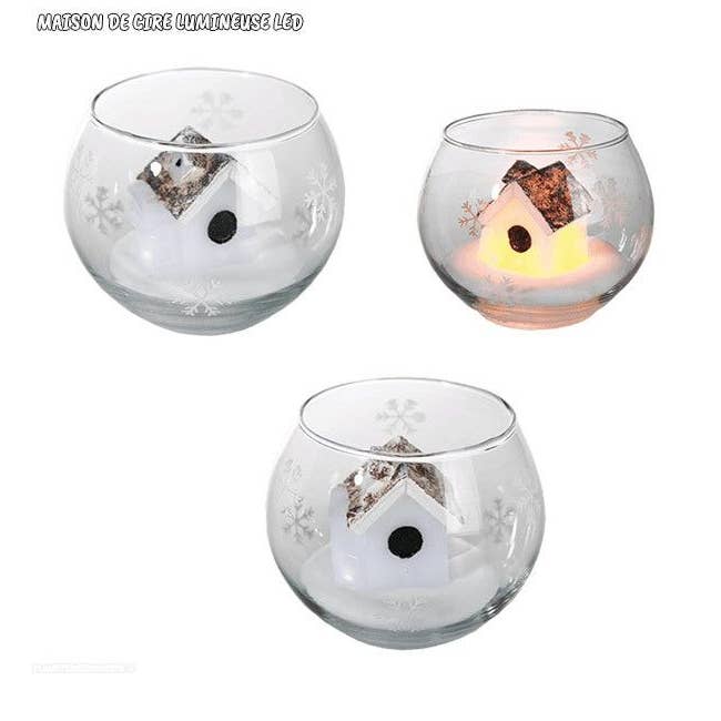 Casa de cera luminosa LED en vidrio para venta al por mayor de Housse De Rêve