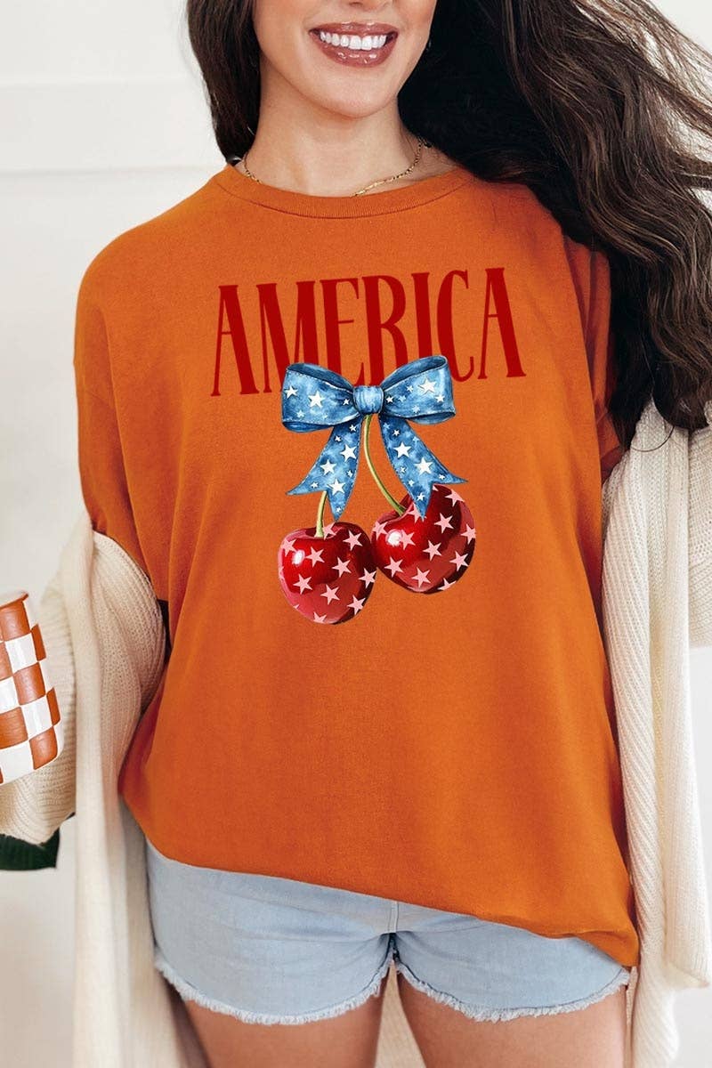 COLORBEAR - Wholesale T-Shirt (Graphic) - Women's - America Cherries Graphic Heavy Cotton Tee7