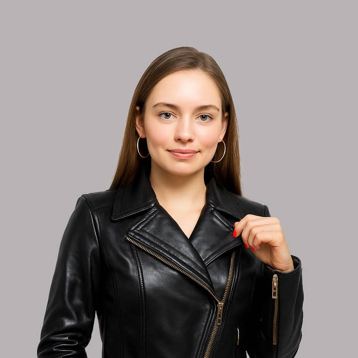 Casaco de Pele de Moda Feminina Zayna Crest por atacado de Pure Leather