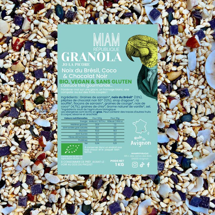 MIAM REPUBLIQUE - Venta al por mayor Muesli - Granola orgánica con nueces de Brasil, chocolate negro y coco 330 g2