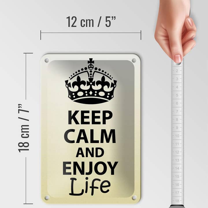 Femer - Venta al por mayor Letreros - Letrero decorativo de metal con texto «Keep Calm and Enjoy Life», 12 x 18 cm, de hojalata