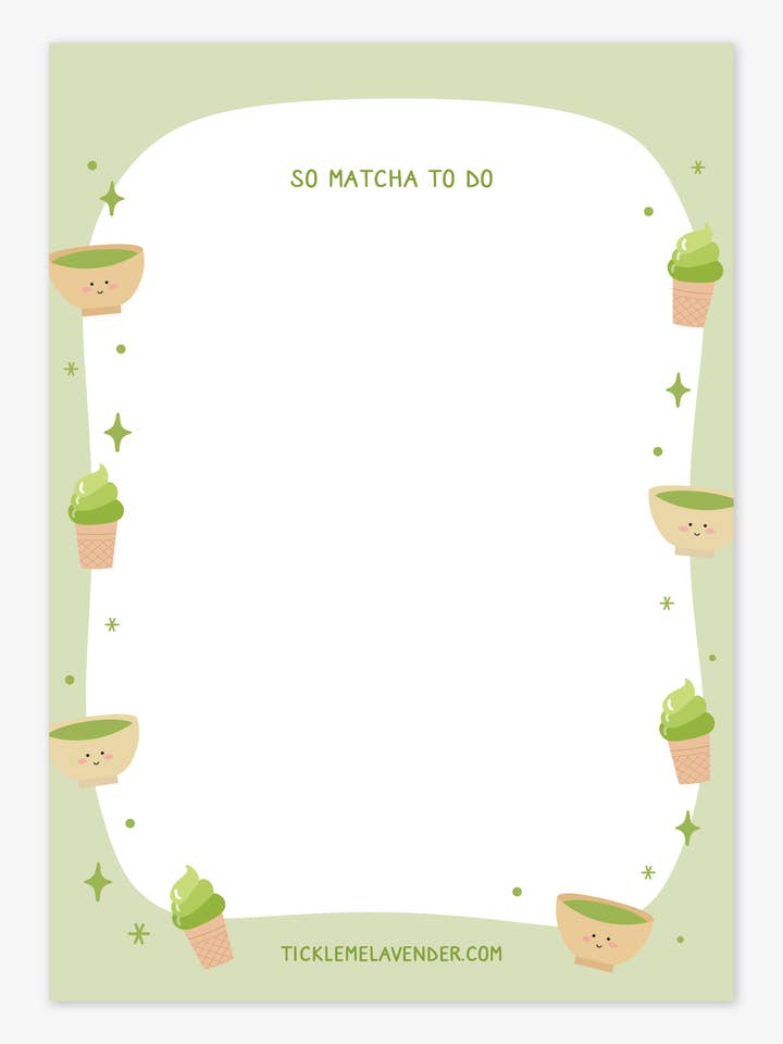 So Matcha To Do Notepad for wholesale by Tickle Me Lavender