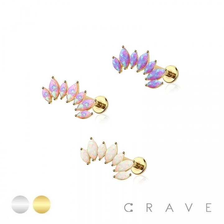 MULTI MARQUISE OPAL INTERNALLY THREADED 316L SURGICAL STEEL for wholesale by CRAVE