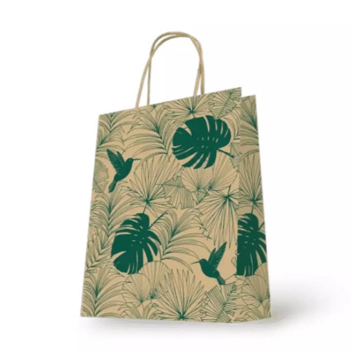 Mini Art Products - Wholesale Gift Bag - Paper Bag (L) – Grass Paper – Tropical Leaves – 50 Pieces0