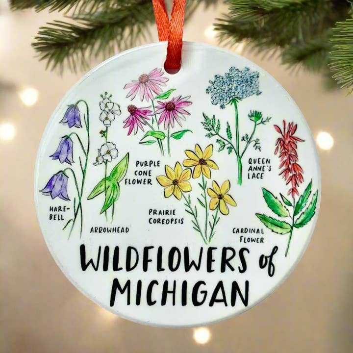 Wildflowers of Michigan Ceramic Ornament for wholesale by City Bird