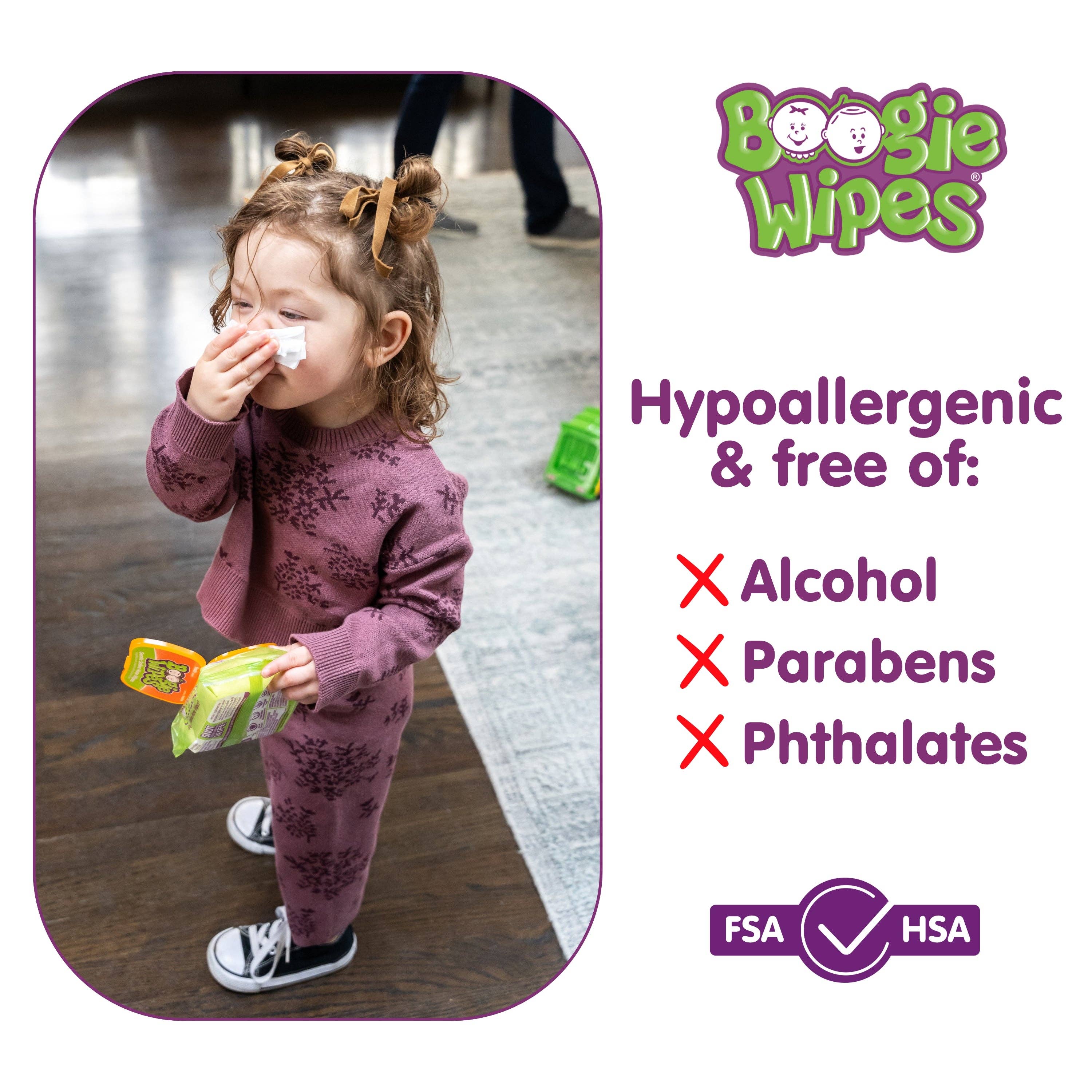 Earth Mama Organics - Wholesale Face & Body Wipes - Boogie Saline Nose Wipes, Fresh, 30ct (Case of 12)3