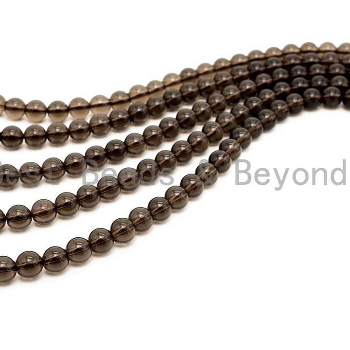 BestBeads&Beyond - Wholesale Beads - Natural Smoky Quartz Round Smooth beads, 6mm/8mm/10mm/12mm Round Quartz beads,15.5 Full Strand, SKU#V12