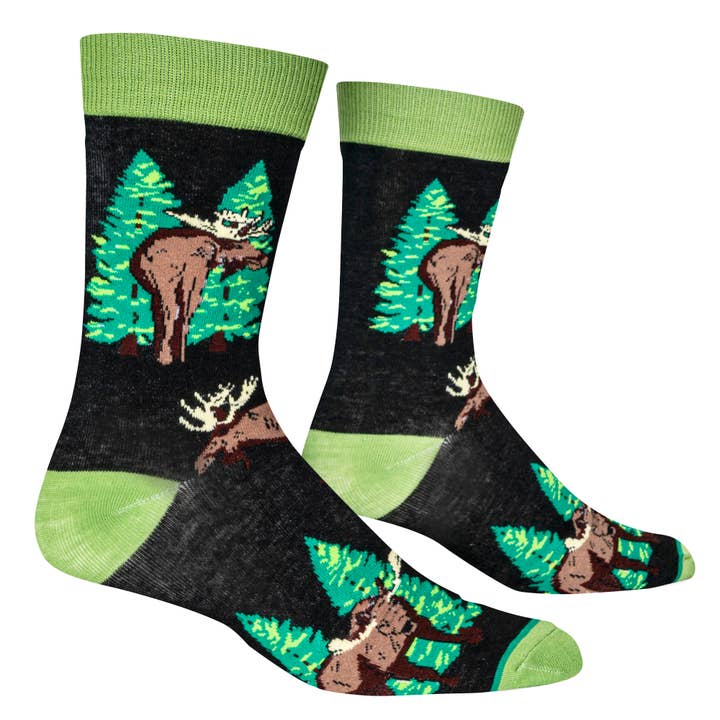 Maine Moose - Crew plié pour homme pour la vente par Crazy Socks