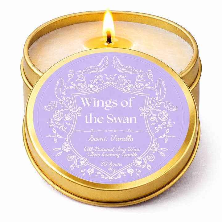 Wings of the Swan Vanilla Travel Tin Candle - 4oz for wholesale by Feather & Flame Inc