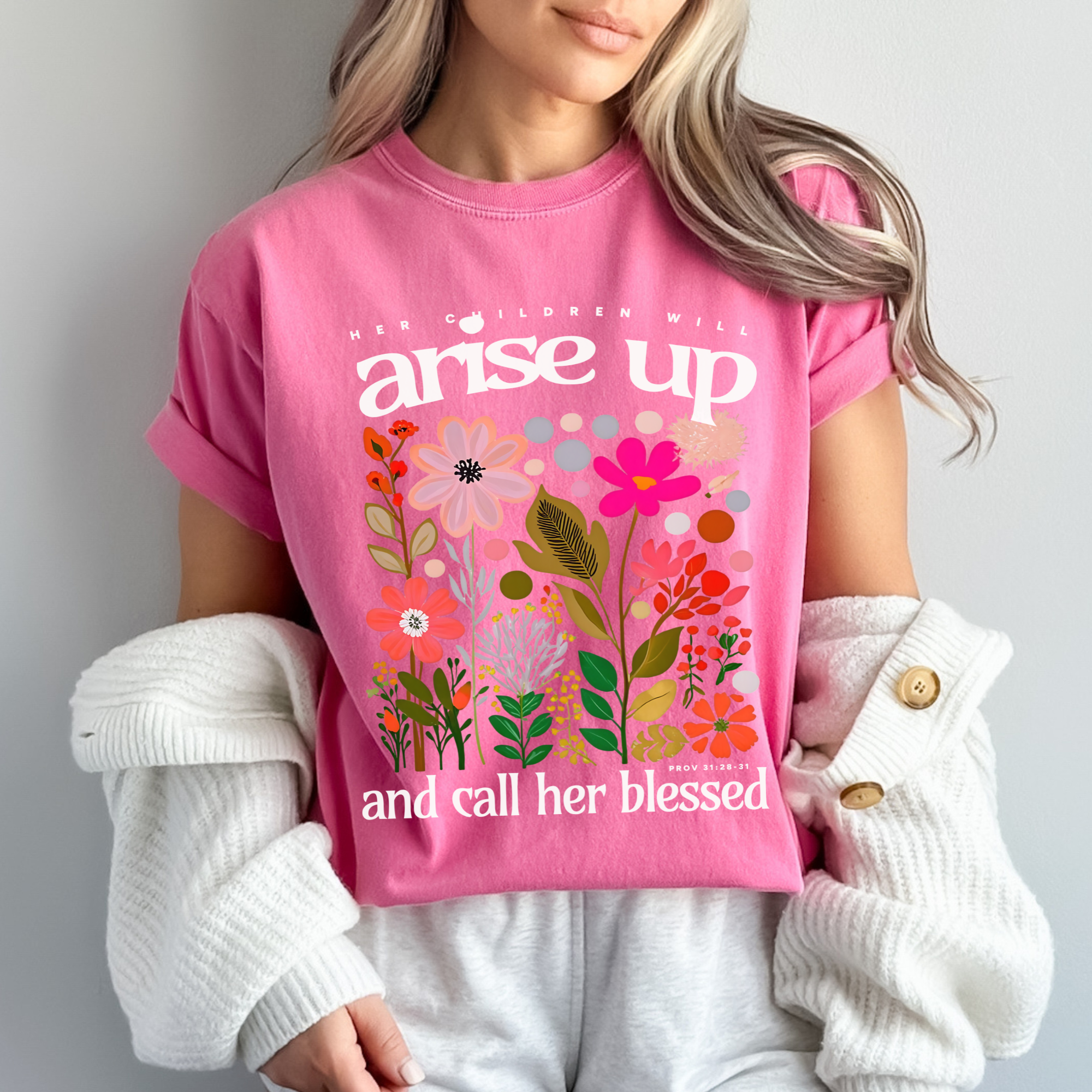 Scripted Pearl - Wholesale Screen Printed T-Shirt - Women's - Mom Bible Verse Comfort Colors Christian Mother's Day Tshirt13