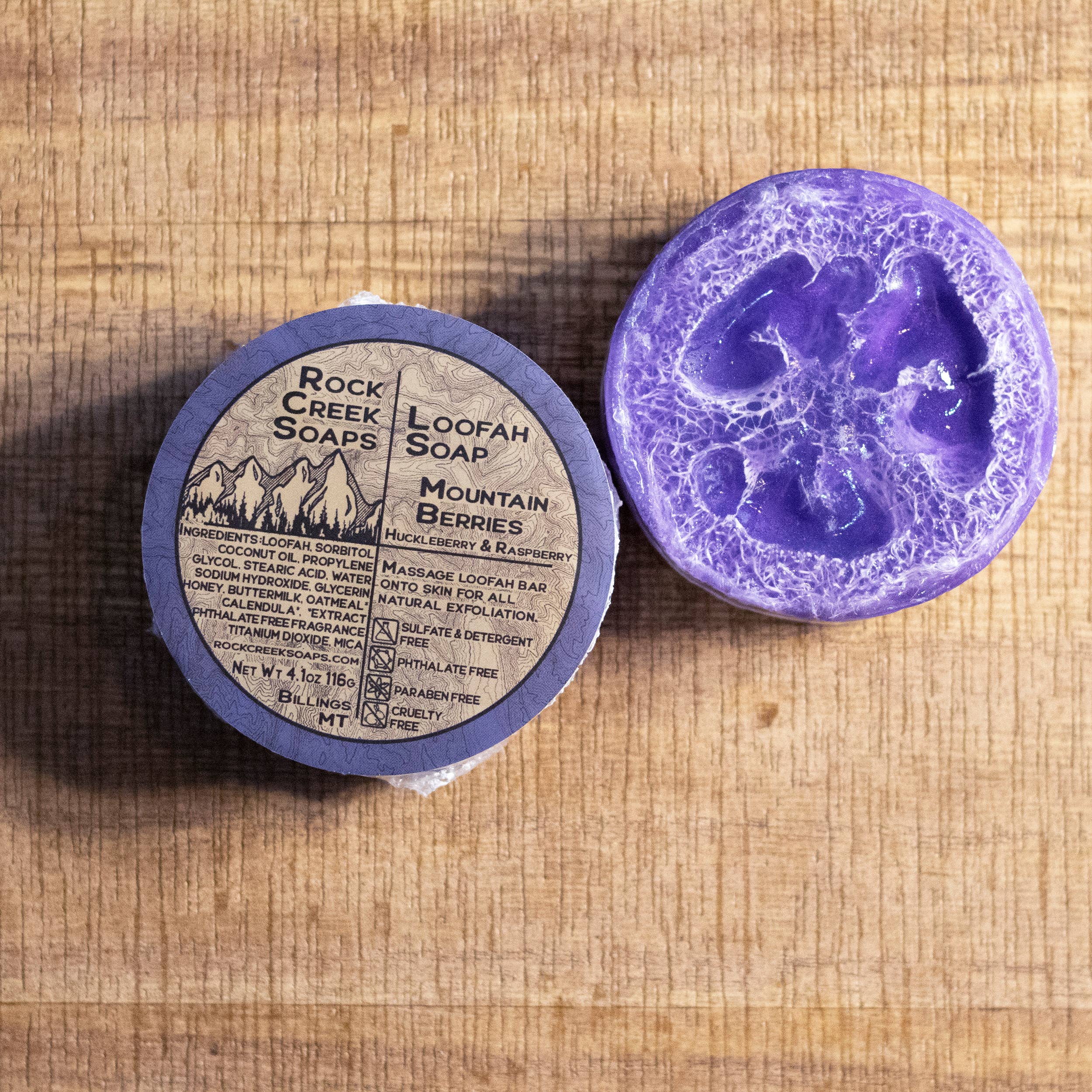 Rock Creek Soaps - Wholesale Loofah - Mountain Berries Loofah Soap | Huckleberry & Rasberry3