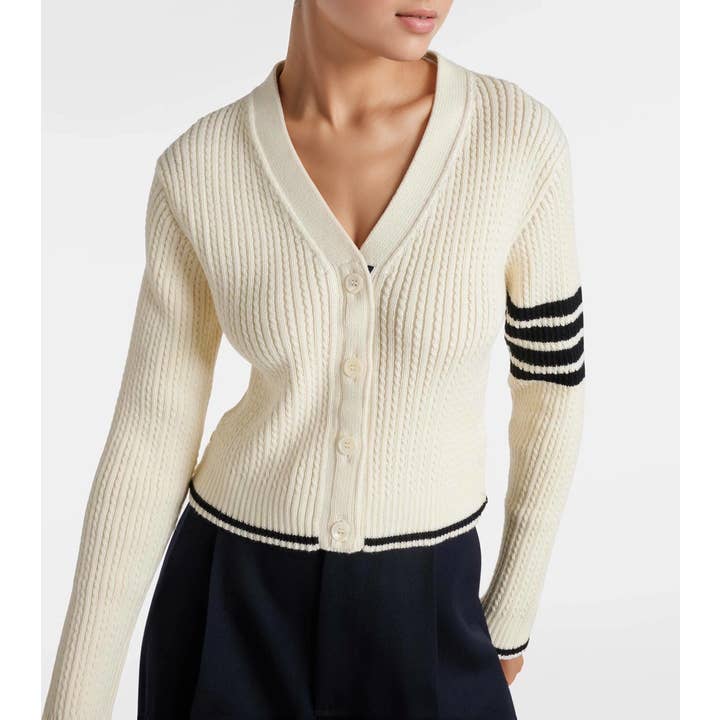 Cardigan en laine à manches rayées JK169 pour les journées d'automne pour la vente par Productseeker