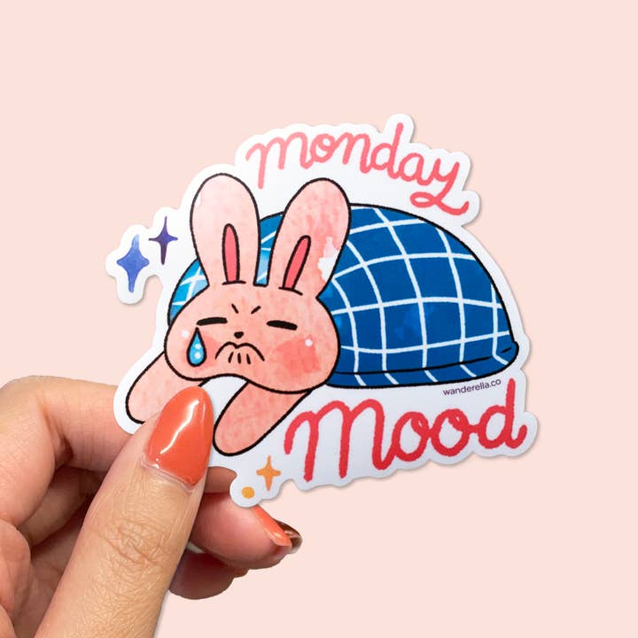 Monday Mood Sticker for wholesale by Wanderella