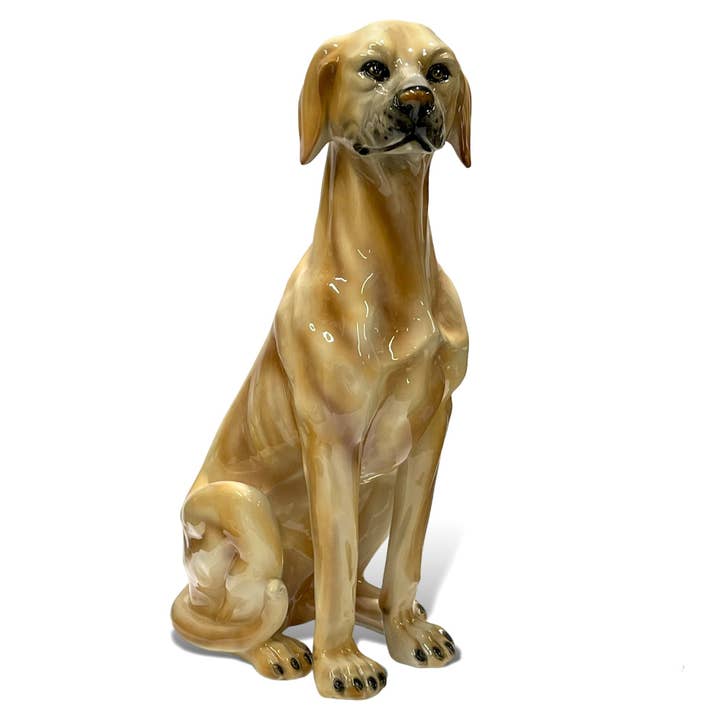 Figurine décorative de Labrador en céramique peinte à la main, 30 po pour la vente par Intrada Italy