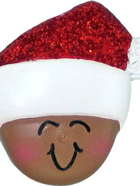 Head in Christmas Hat: African-American (6 per pkg.) for wholesale by Ornament Central