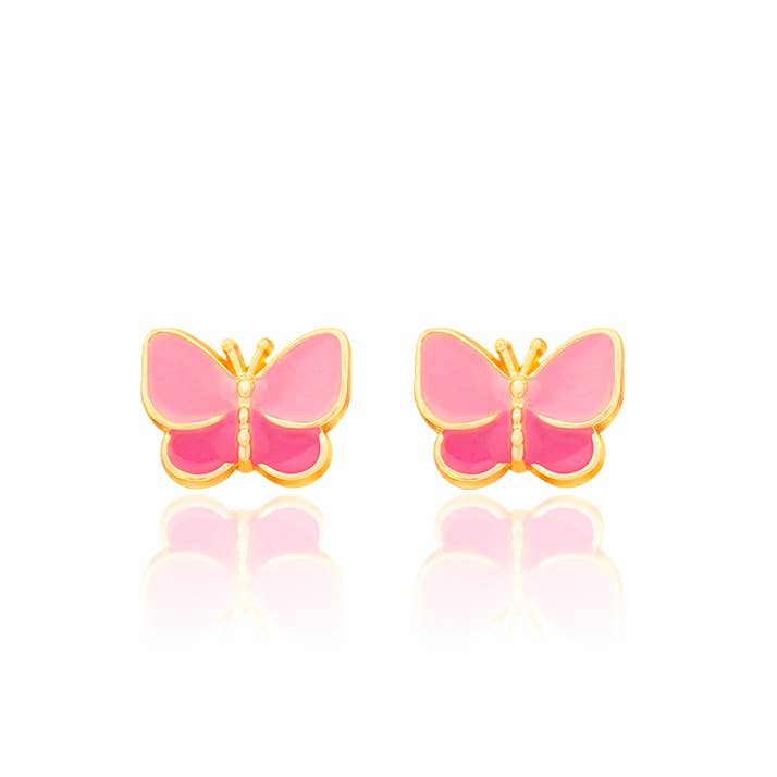 Sweet Pink Butterfly | Cutie Stud Earrings for Girls for wholesale by Girl Nation