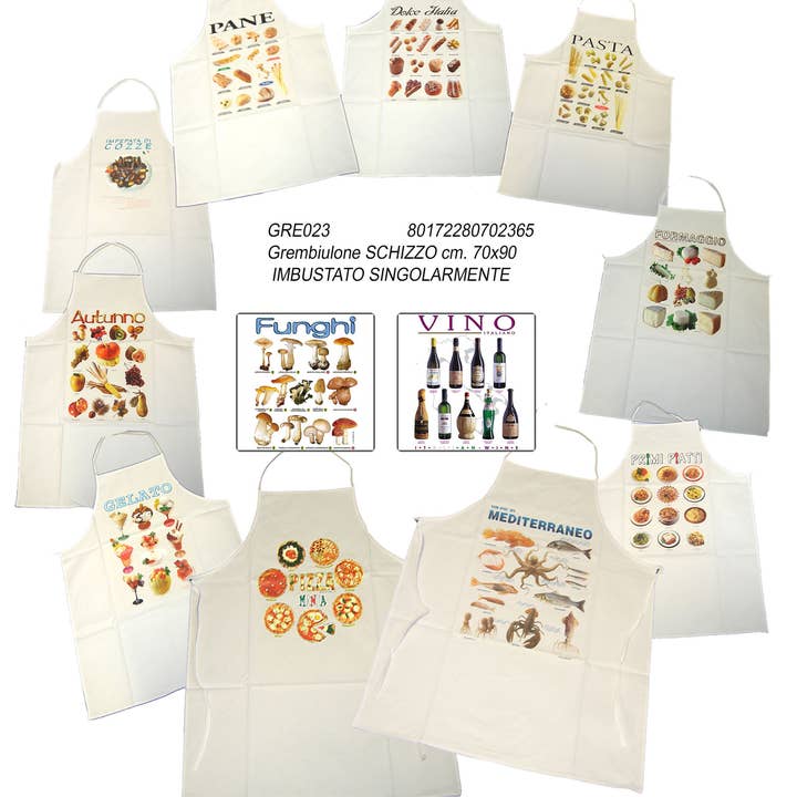 SCHIZZO apron cm.70x90 in fabric with humorous prints for wholesale by Almatex srl